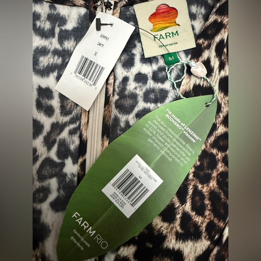 FARM Rio - Animal - Leopard Print MIDI Dress with V-neck - size Medium - NWT - Picture 6 of 16